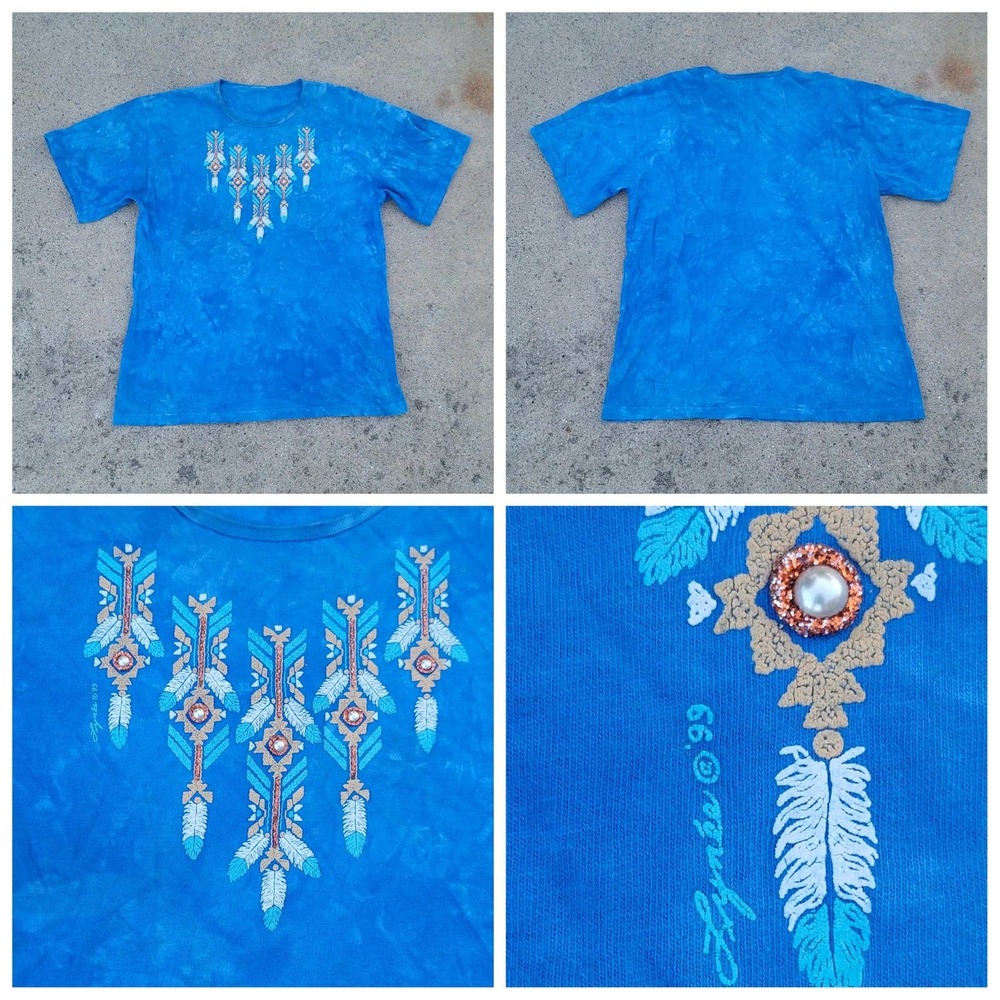 Vtg 1999 Lynee Tie Dye Native T-shirt w/Accents